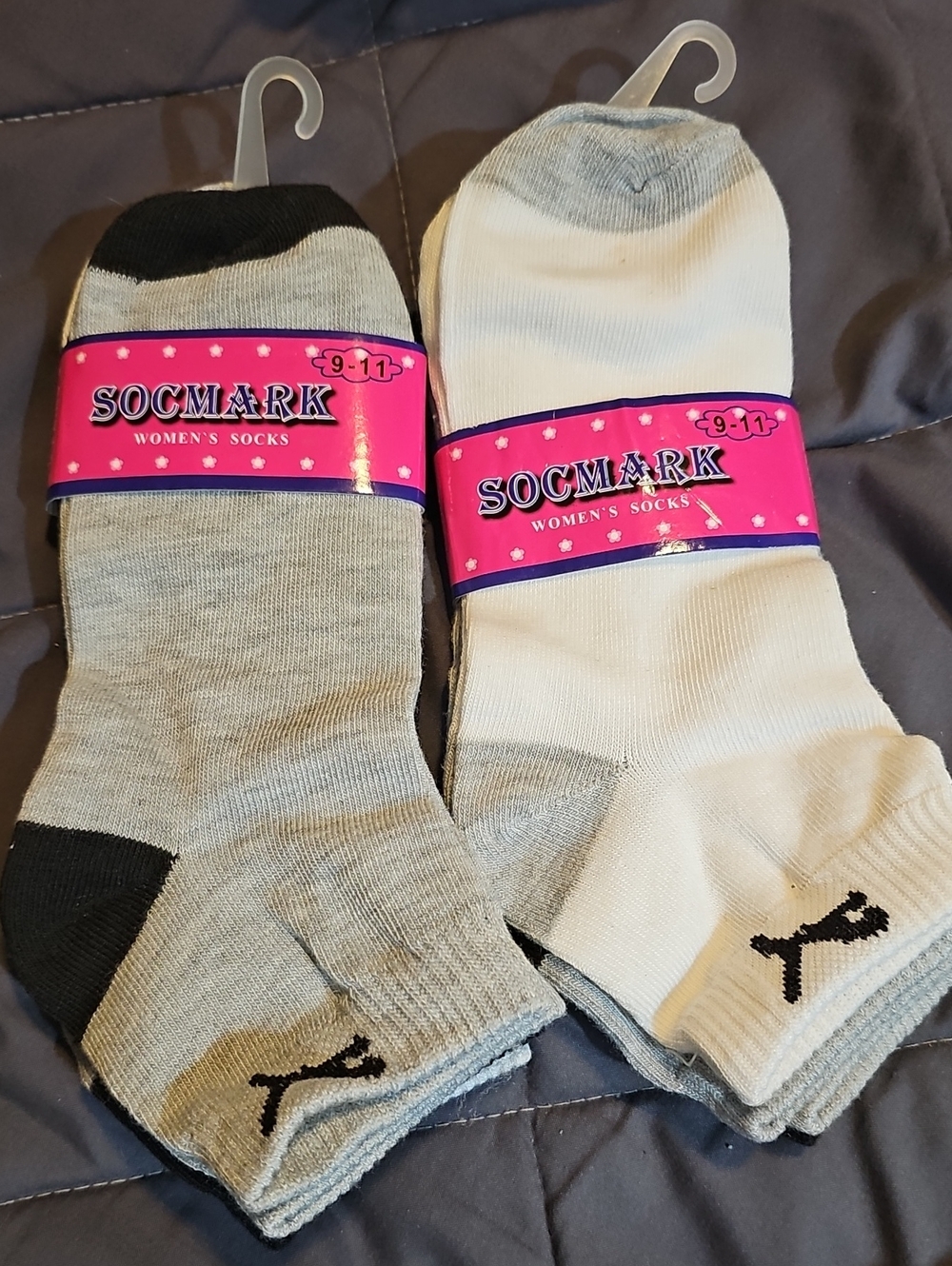Women's Athletic Ankle Socks - Gray, White, Black (3Pack)